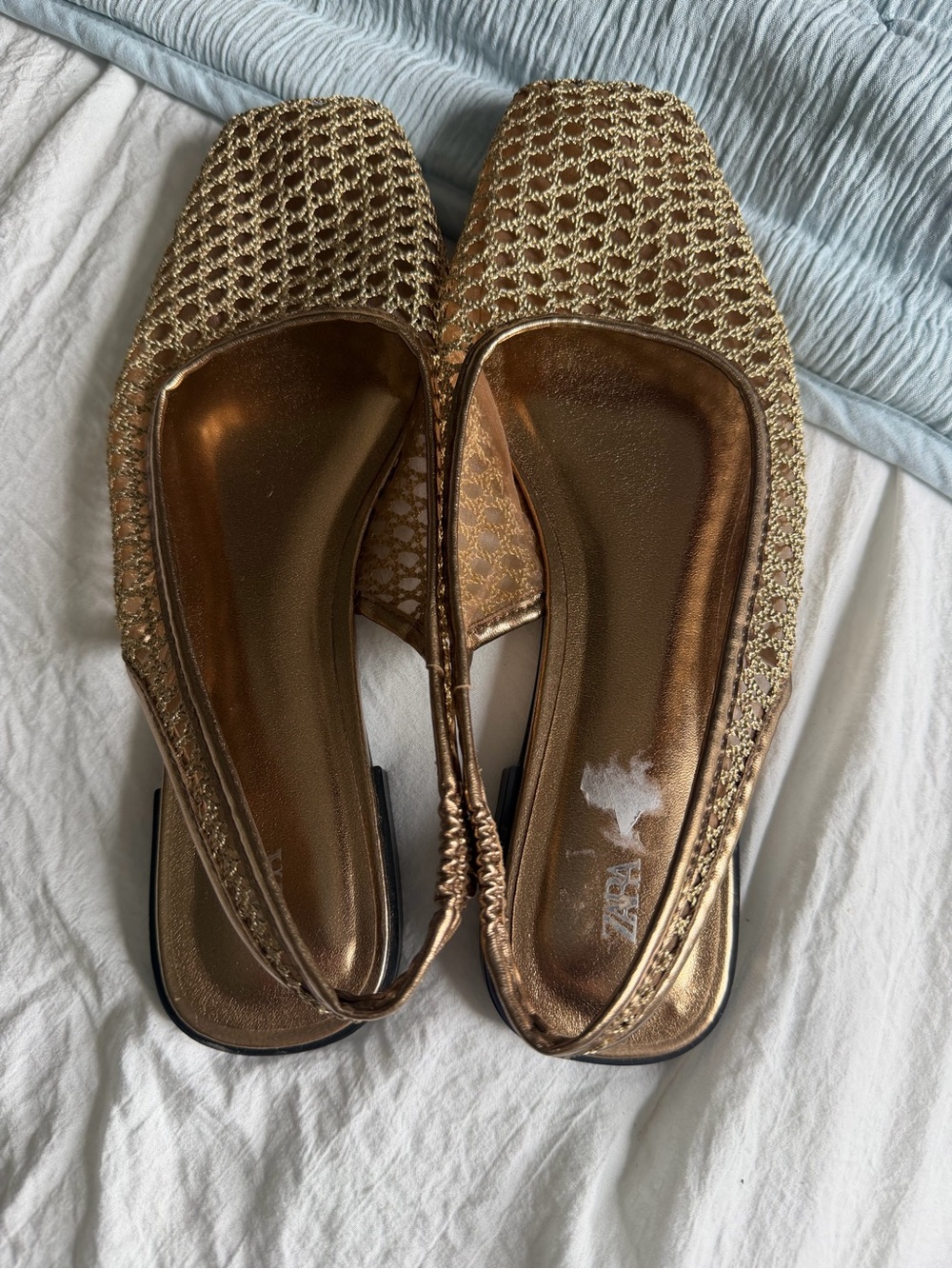 Zara Gold Metallic Slingback Flats for Women